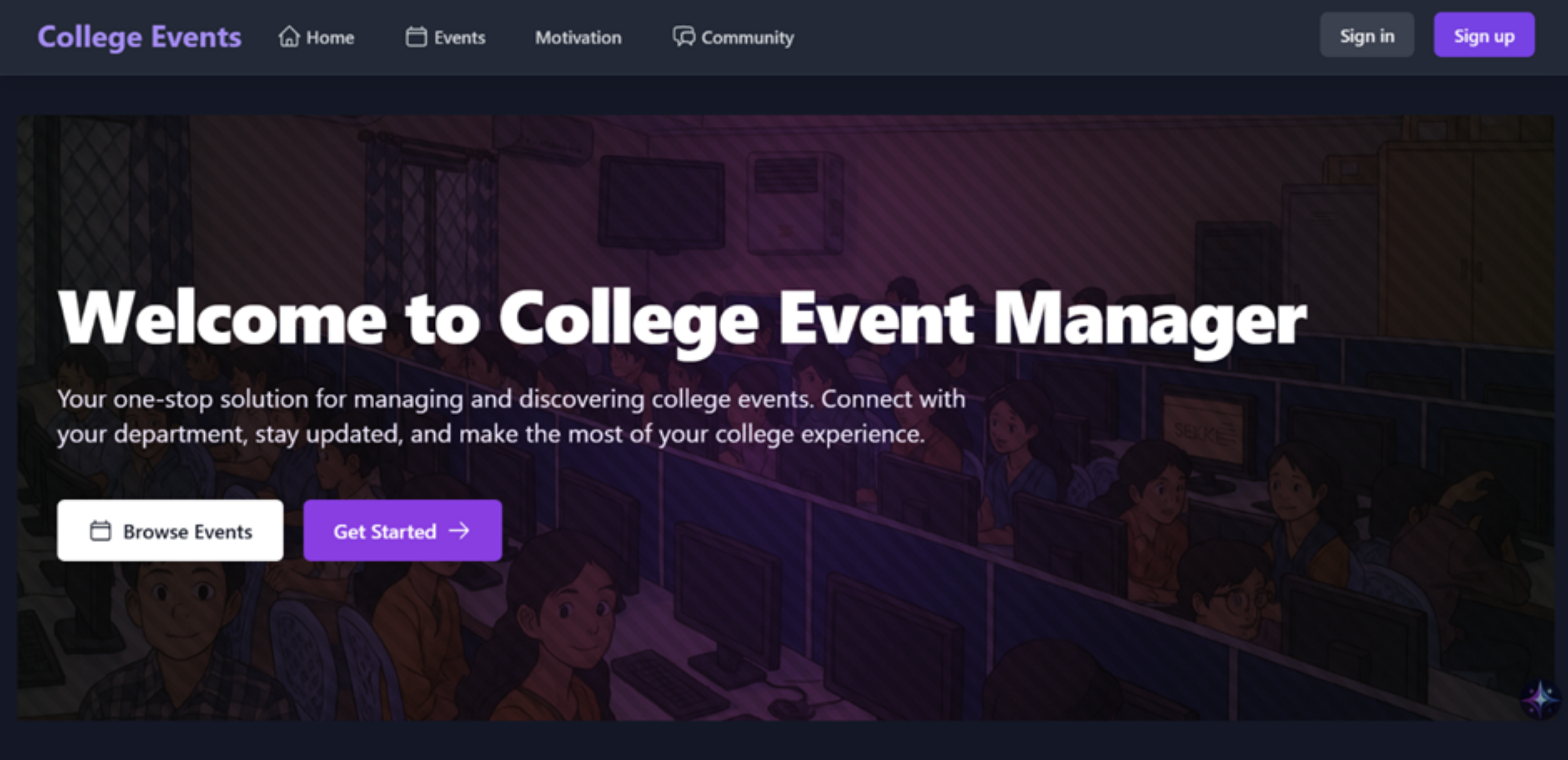 College Event Manager project screenshot